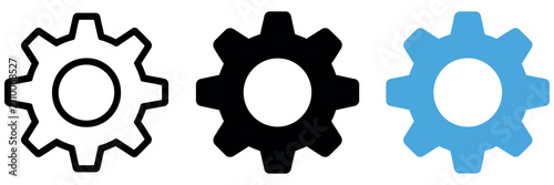 Gear icon set. Settings symbol. Simple pictogram collection for system configuration, preferences, maintenance, engineering, software controls and user interface design.