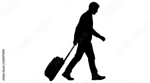 Man Walking With Suitcase Black Silhouette traveler