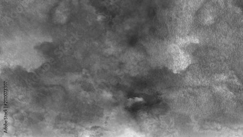 Grungy black watercolor texture background, dark gray ink wash on paper, moody charcoal abstract painting for artistic overlays and design