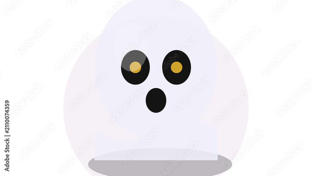 Obraz premium Cute ghost character with black eyes and mouth, isolated on transparent background