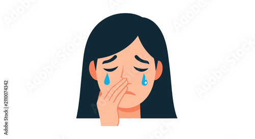 Schilderij op canvas Young woman crying with tears on her face