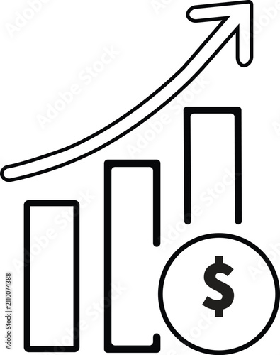 Financial growth icon with bar chart and dollar sign
