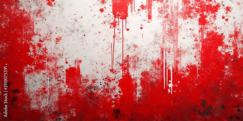 Red Grunge Paint Texture Background with Abstract Blood Red Splashes, Dirty Stains, Ink Drops and Vintage Artistic Design Elements for Wallpaper and Creative Illustration