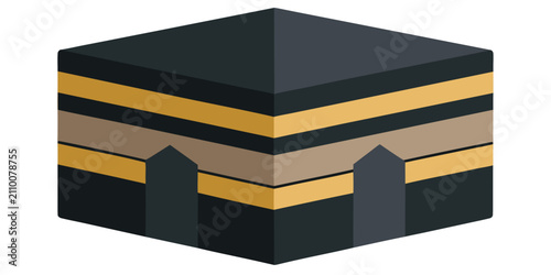 Konstfotografi Kaaba in mecca, isometric vector illustration of islamic holy site, pilgrimage destination, hajj symbol
