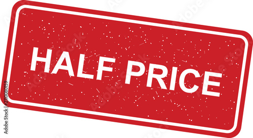 Cuadro en lienzo Bold half price sale sign with colorful modern graphic design elements