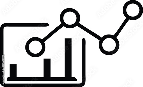 Data analytics and big data icon featuring data visualization, business intelligence, machine learning, statistics, database management, and performance metrics symbols.