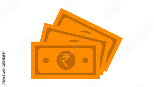 Indian Rupee Banknotes Icon – Fanned Currency Notes Flat Illustration for Finance and Money Concepts