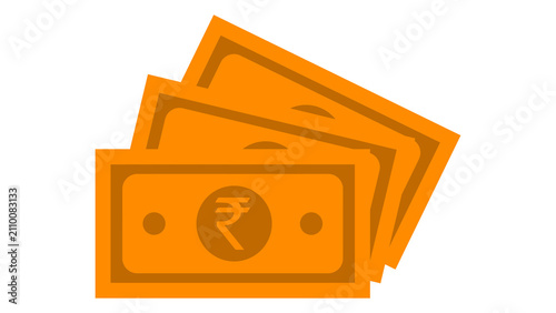 Indian Rupee Banknotes Icon – Fanned Currency Notes Flat Illustration for Finance and Money Concepts