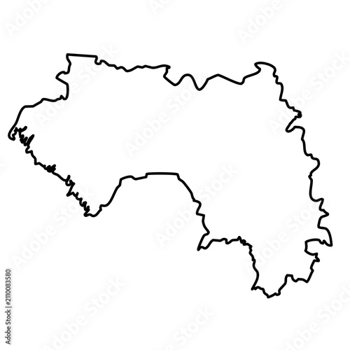 фотографія Guinea black outline map isolated on a transparent background