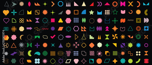 Quadro su tela set of abstract brutalist shapes design
