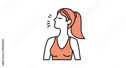 Quadro su tela Athletic woman taking a deep breath during exercise