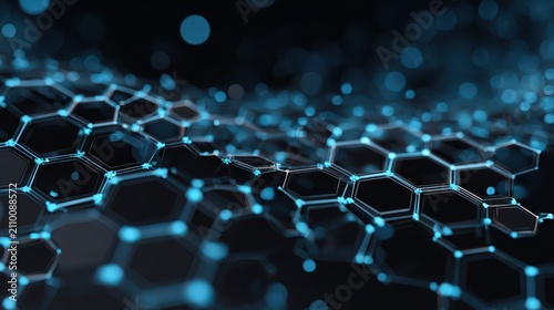 Abstract Hexagon Network for Technology Design, Geometric abstract design featuring a hexagon network