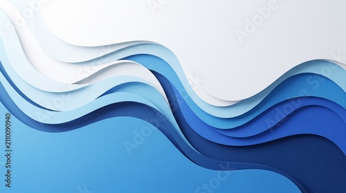 Bild auf Leinwand Modern abstract blue geometric background with elegant flowing gradients and layered paper-cut style