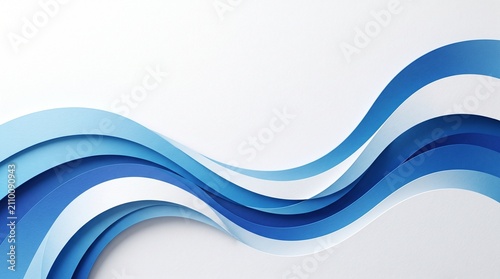Obraz na płótnie Modern abstract blue geometric background with elegant flowing gradients and layered paper-cut style