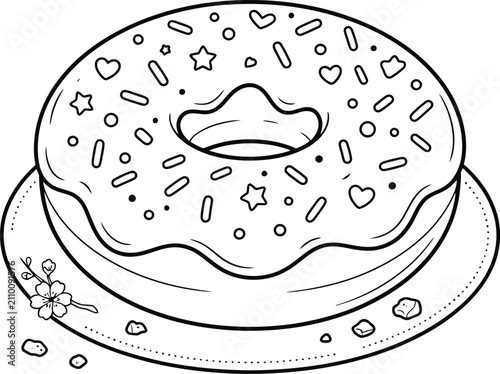 Принти на полотні A delightful black and white coloring page illustration featuring a single large