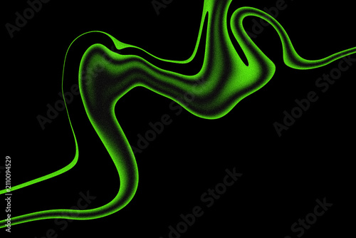 Photography A vibrant neon green liquid ribbon flows elegantly across a deep black backgroun