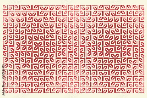 Red Greek Key Seamless Pattern Geometric Tile Background Design