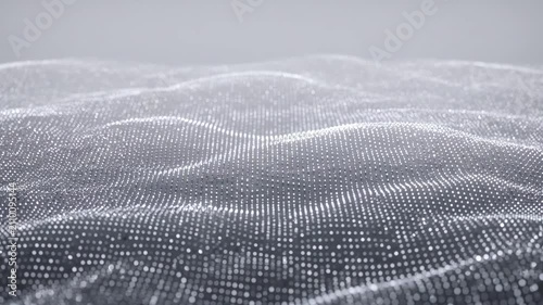 Sparkling soft glowing digital particle landscape with abstract wave field and serene ambient depth