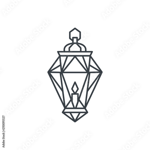 Geometric glass lantern or crystal pendant icon.