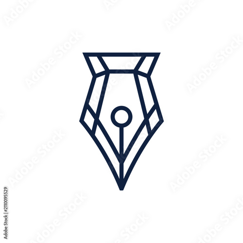Geometric fountain pen nib line art illustration for writing.