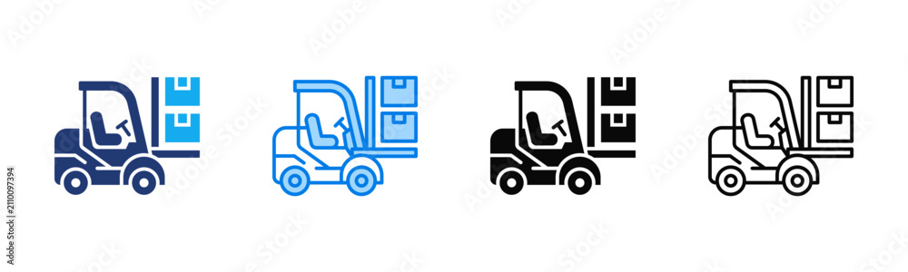 Naklejka premium Forklift Loading Icon sheet multiple style collection