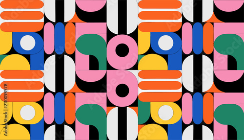 Creative Colorful Texture Featuring Abstract Minimal Shapes and Seamless Geometric Design Style