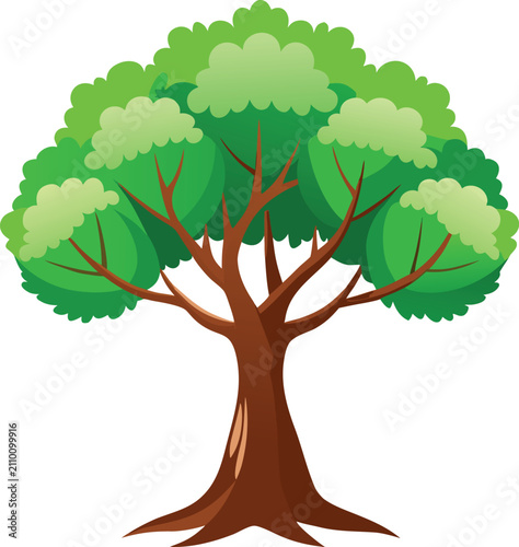 Cartoon illustration of a large green leafy tree vector