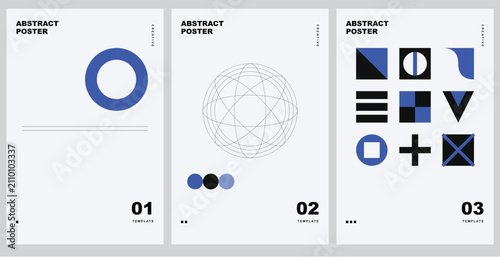 Set of modern abstract posters with geometric shapes