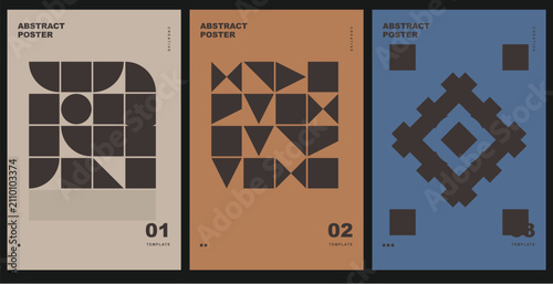 Set of three modern abstract geometric posters