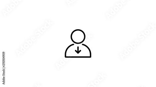 Minimalist User Download Profile Icon - Linear Account Data Import Symbol on Light Background