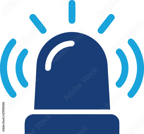 Картината върху платно Blue emergency siren light icon isolated on transparent background