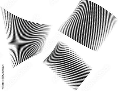 Abstract geometric shapes with wavy black lines