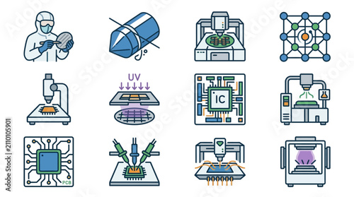 Tableau sur toile Creative of Advanced Microchip and Semiconductor Manufacturing Process with Deta