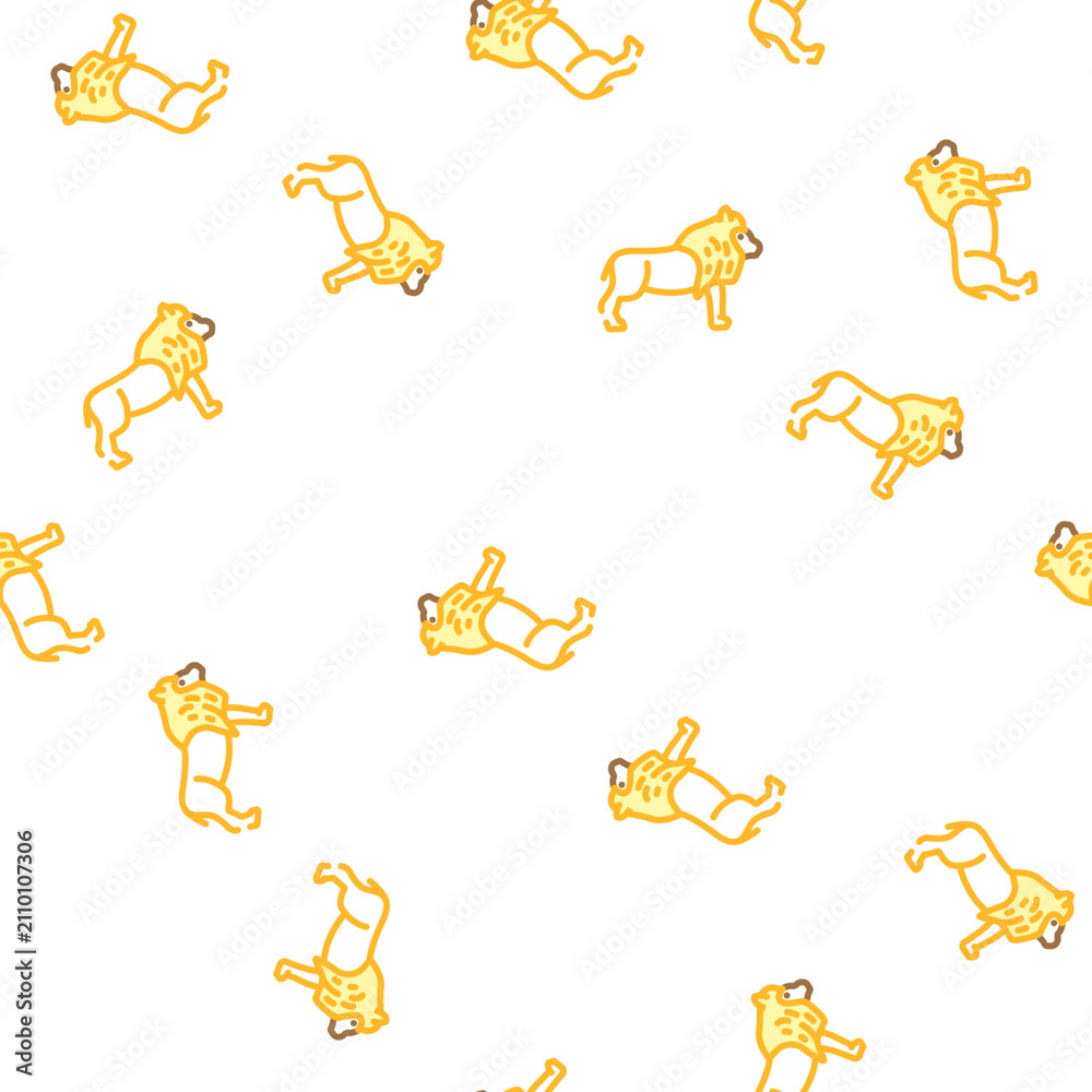 Obraz premium lion animal vector seamless pattern lion animal sign illustration