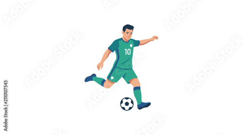 Professional soccer player kicking a ball on the field.