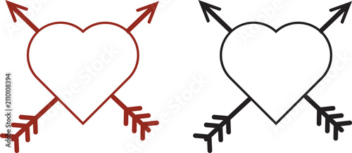 Tableau sur toile Heart with Arrow Icon Set Collection Group featuring Cupid Arrow, Love Symbol, R