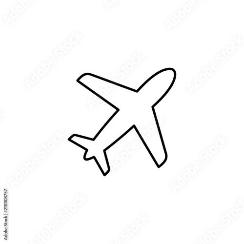Minimalist airplane icon line art.