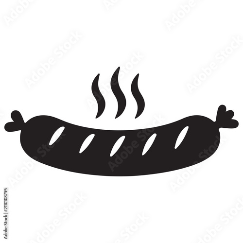 Obraz na plátně Hot Dog Black Silhouette Fast Food Vector Icon