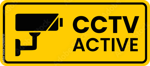 фотографія Yellow CCTV Active Security Warning Sign for Surveillance Monitoring