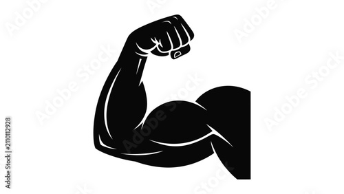 Obraz na plátně Strong muscular arm flexing to convey strength and fitness emphasizing power in