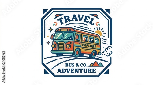 vintage travel bus adventure logo