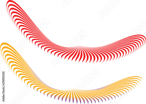 Red and yellow abstract striped swoosh