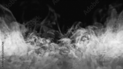 Foto Abstract pattern of swirling smoke or fog with a halftoned effect creating a tex