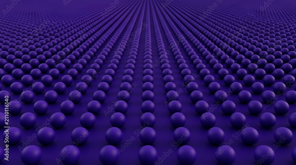 Obraz premium Vibrant purple orbs arranged on a glowing grid pattern spheres