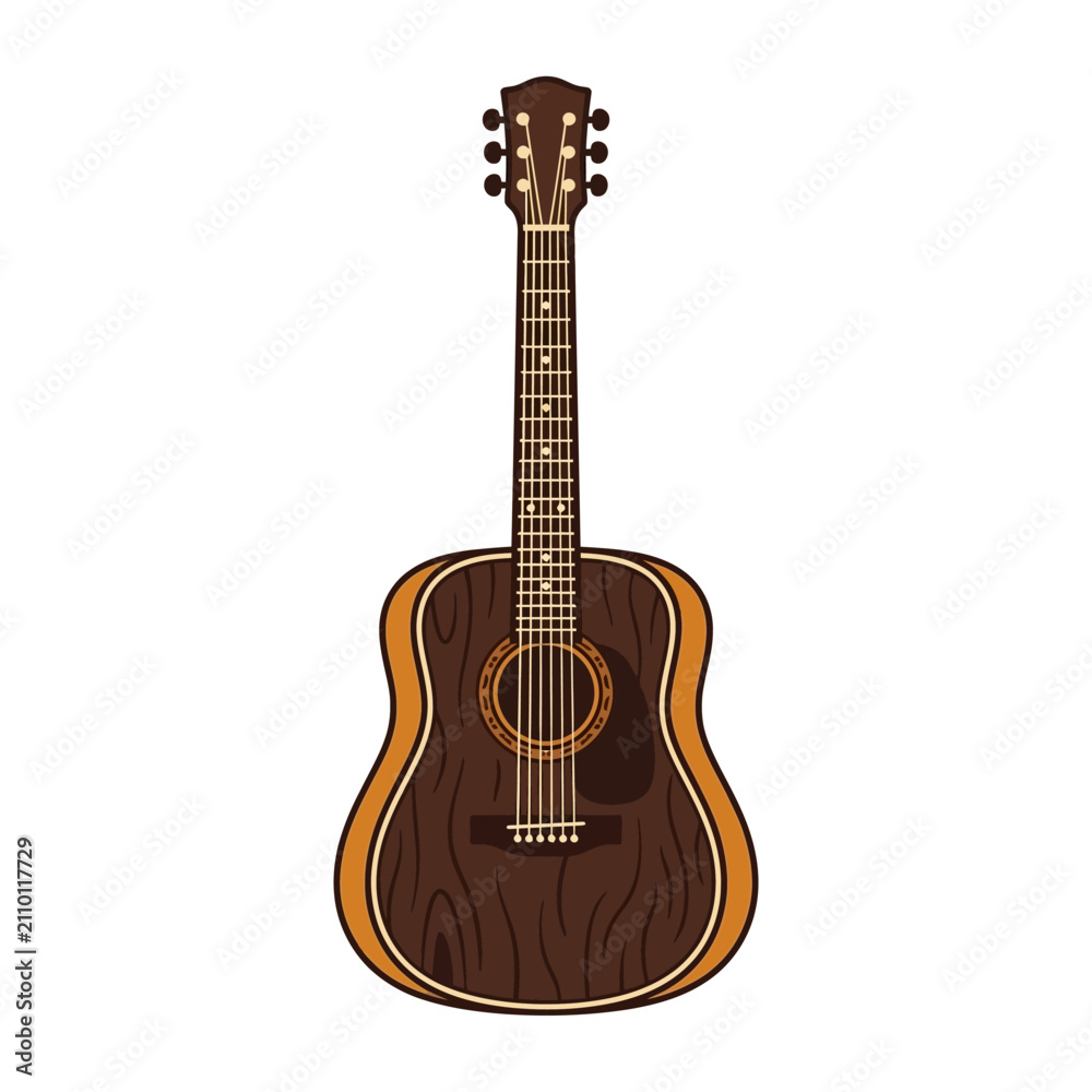 Naklejka premium Acoustic guitar wood grain vector illustration on white.