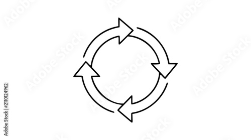 Foto Vector icon illustration of circular arrows in a cycle pattern with clean outlin