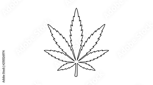 Bild auf Leinwand Hand drawn cannabis leaf vector icon in minimalist line art style