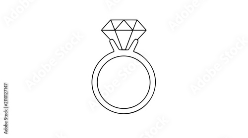 Foto Minimalist Vector Icon of Elegant Diamond Ring Engagement Jewelry with Solitaire