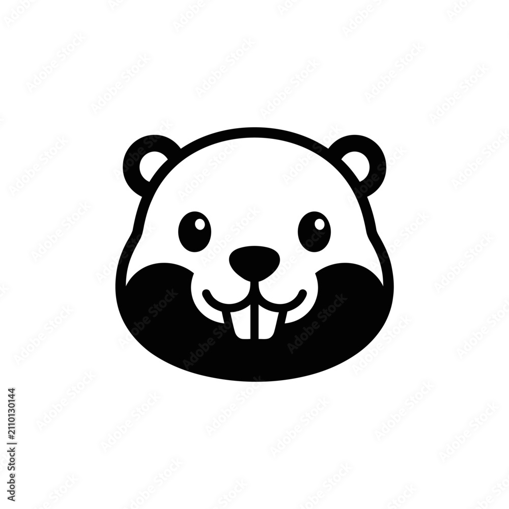 Fototapeta premium Black and white beaver head mascot icon.