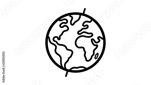Fotografie A simple black and white line art illustration of the planet earth showing conti